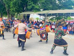 Satgas Yonif RK 744/SYB Dan Polres Belu Unjuk Kebolehan Bermain Gendang Beleq Dalam Menyambut HUT RI Ke-78 Sebagai Wujud Sinergitas TNI–Polri di Tapal Batas RI-RDTL
