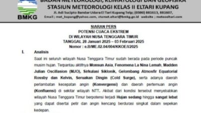 Siaran Pers: BMKG Keluarkan Himbauan Penting Potensi Cuaca Ekstrem Di Seluruh Wilayah NTT