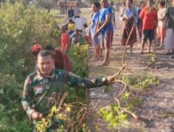 Babinsa Desa Na’as dan Warga Gelar Jumat Bersih di Perbatasan Motaulun–Maktihan